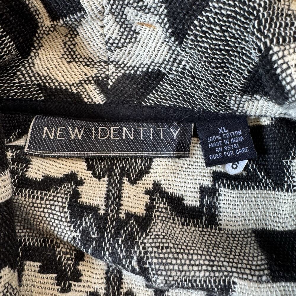 VTG New Identity Tapestry Jacket Womens XL Aztec Southwestern Blazer Black White - Picture 2 of 6